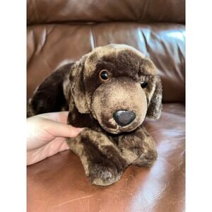Animal Alley Realistic Chocolate Brown Spotted Dog Plush Stuffed Animal Toy
